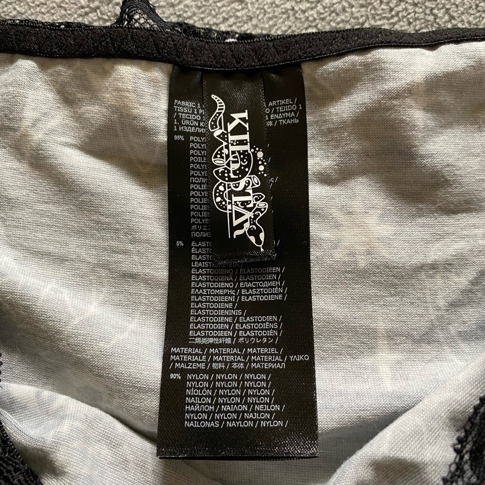 KillStar Purr-Off Black Thong Panties with White Celestial Cat Print - Picture 4 of 6